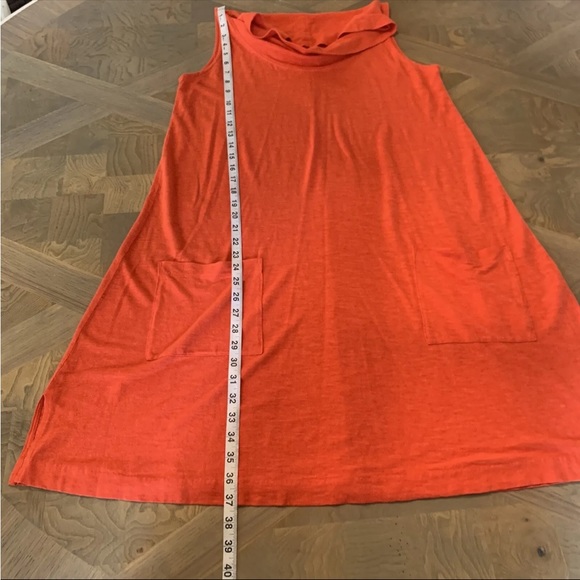 Eileen Fisher Organic Hemp Cotton Blend Shift Dress size Small Orange Cowl Neck - Picture 10 of 11
